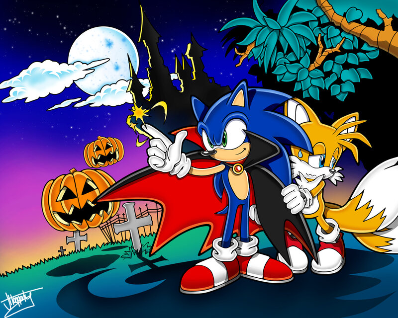 Sonic and Tails in Halloween