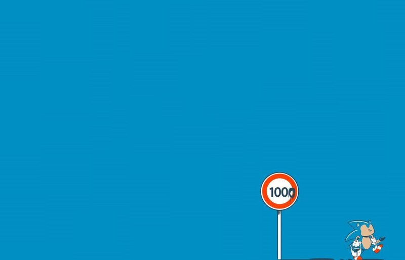 Sonic at a speed limit sign