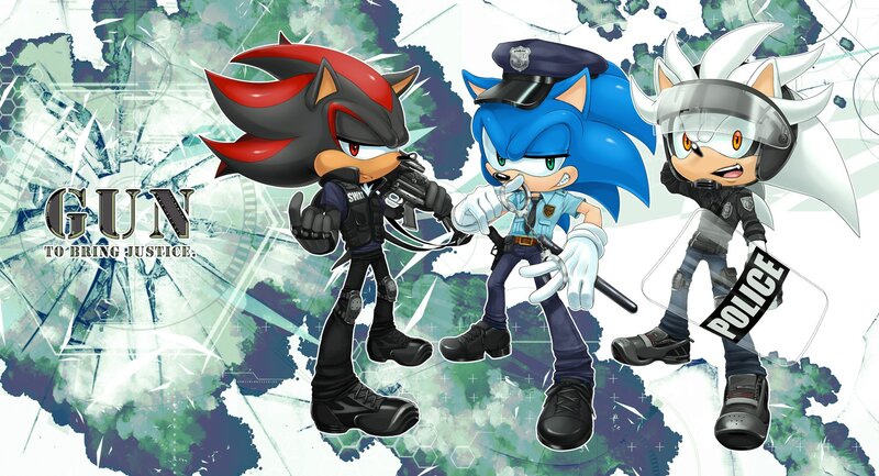 Sonic characters in police gear