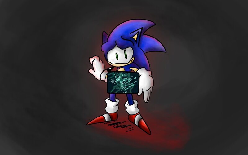 Sonic holding a device