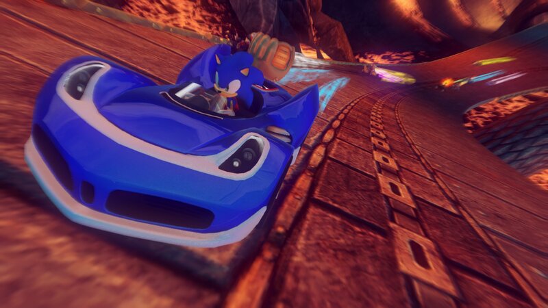 Sonic in a Blue Car
