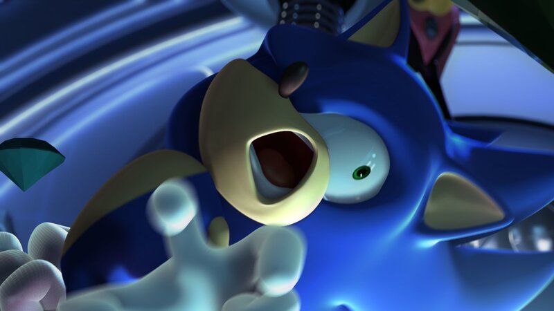Sonic in a futuristic vehicle