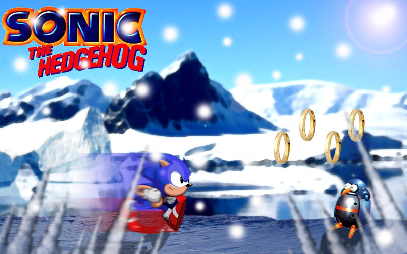 Sonic in a snowy landscape