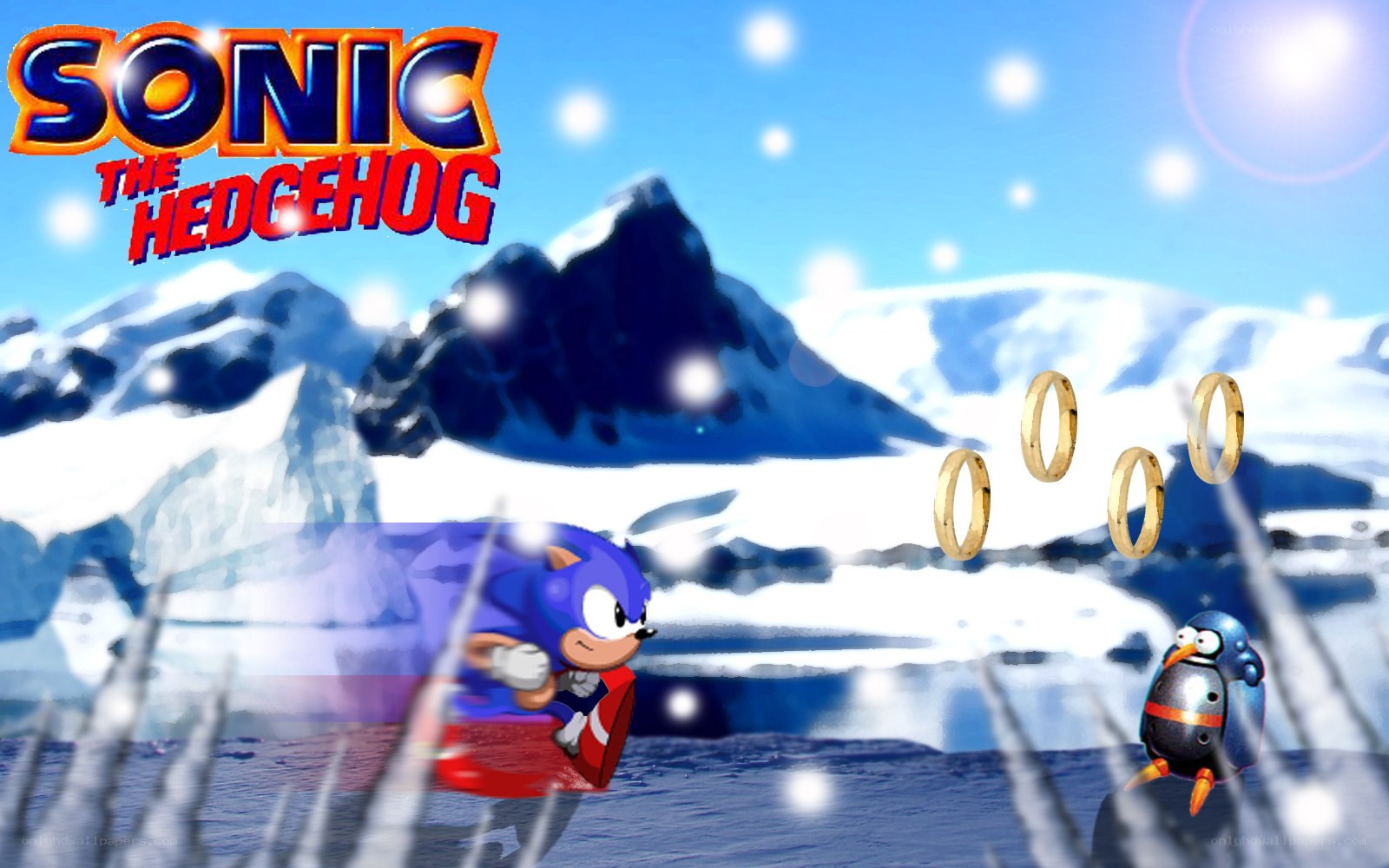 Sonic in a snowy landscape