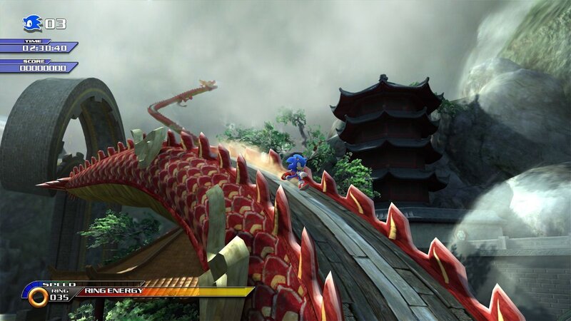 Sonic on a dragon's back