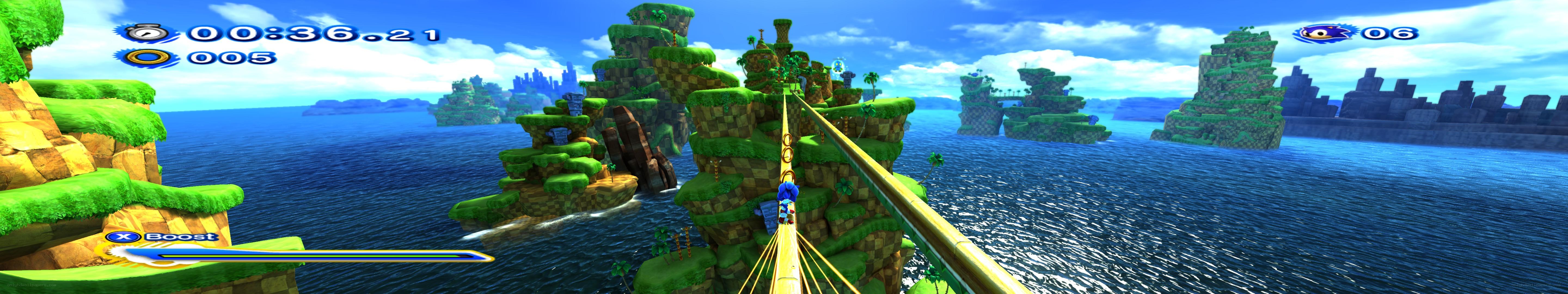 Sonic on a golden bridge
