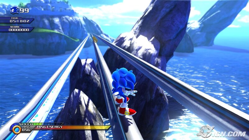 Sonic on a rail track