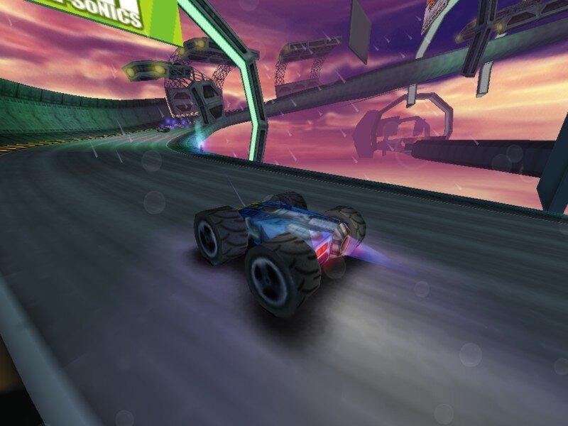 Sonic Racer on a futuristic track