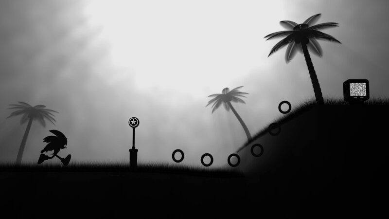 Sonic running in silhouette