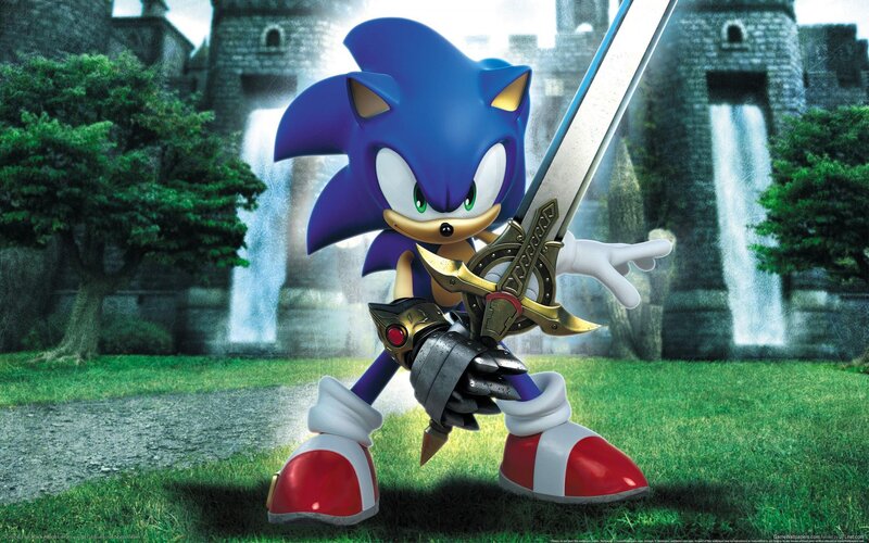 Sonic the Hedgehog — Blue, Dramatic, 3d Render, Sword, Castle