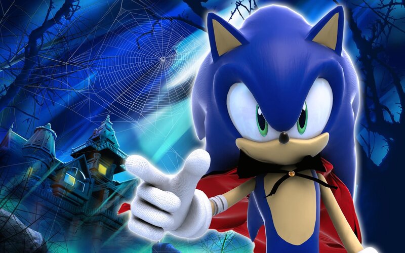 Sonic the Hedgehog — Blue, Dramatic, Night, 3d Render, Castle
