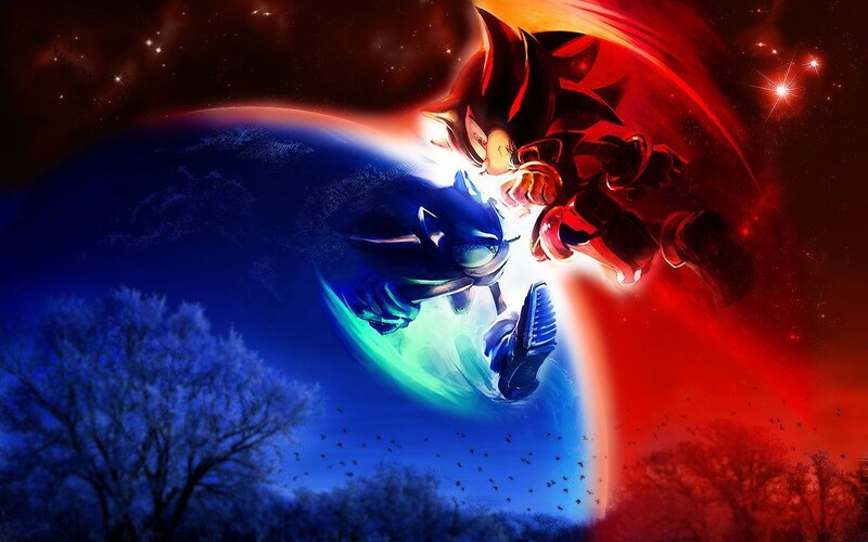 Sonic the Hedgehog — Blue, Dramatic, Night, Digital Art, Planet