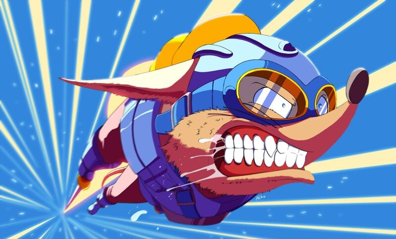 Sonic the Hedgehog character flying