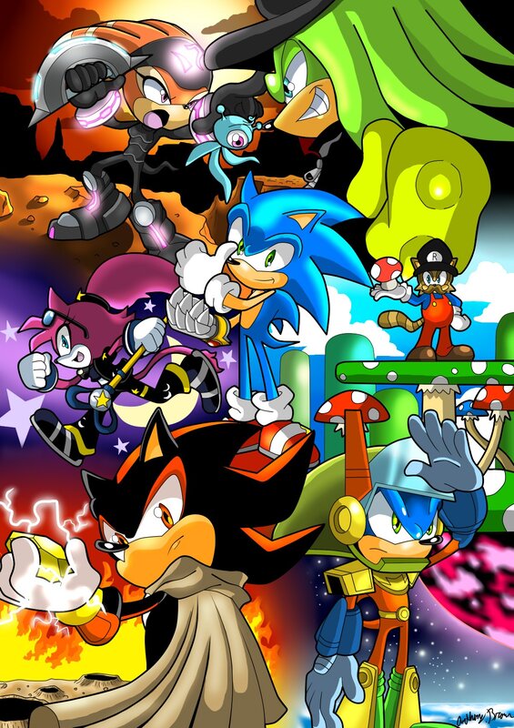 Sonic the Hedgehog characters collage