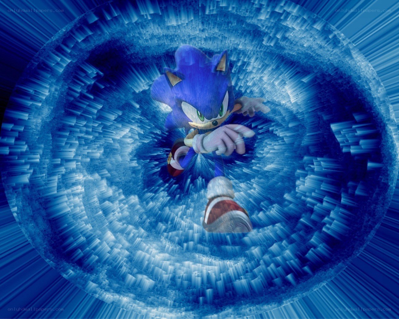 Sonic the Hedgehog in a blue vortex