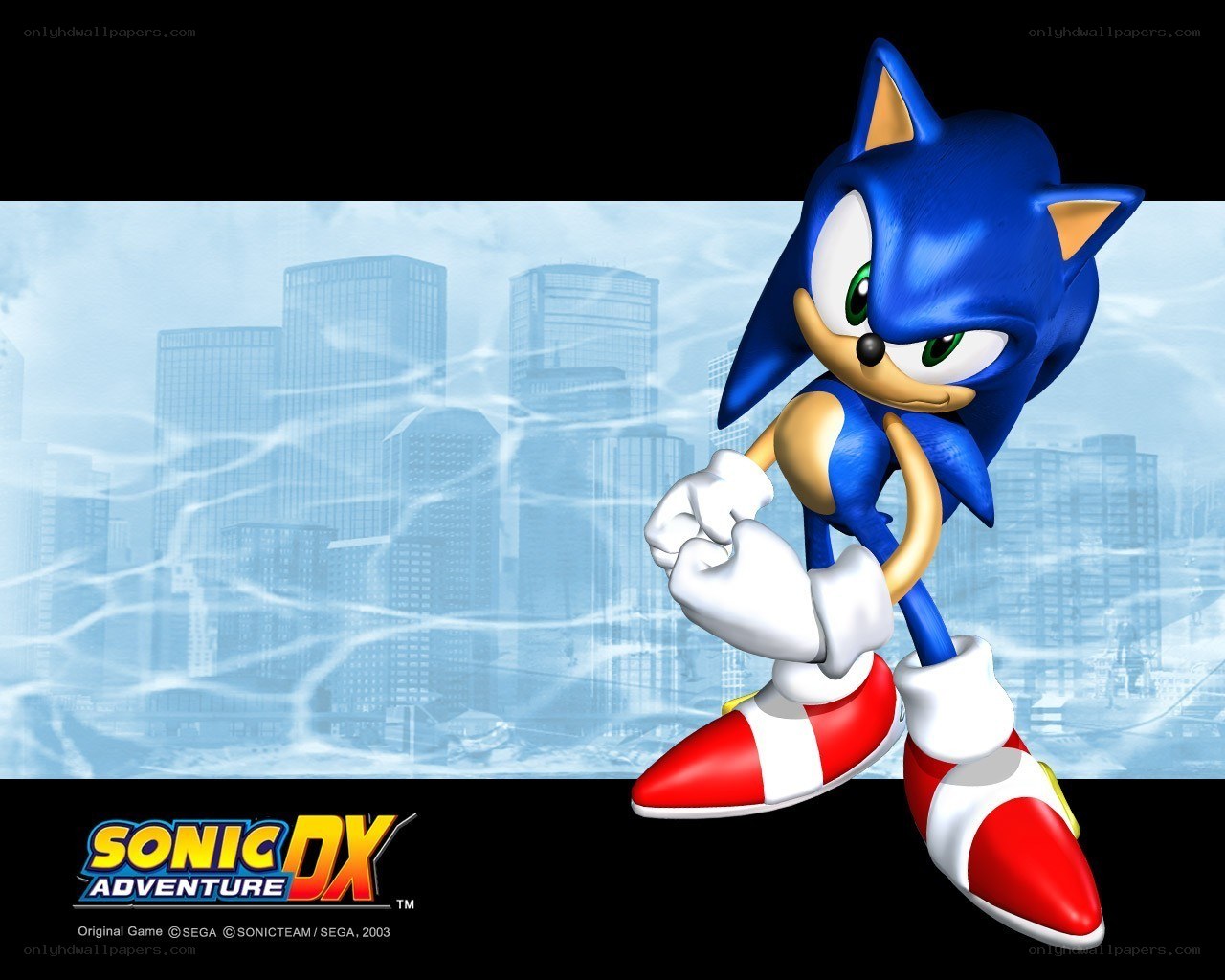 Sonic the Hedgehog in a city