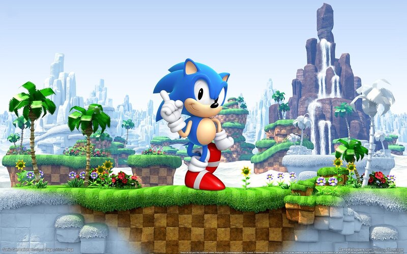 Sonic the Hedgehog in a vibrant landscape