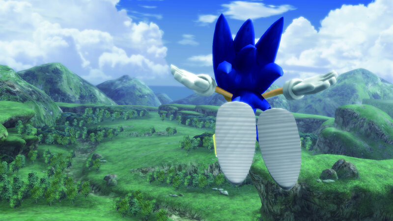 Sonic the Hedgehog in mid-air