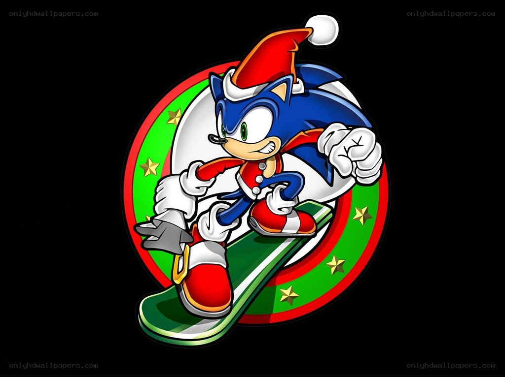 Sonic the Hedgehog in Santa outfit