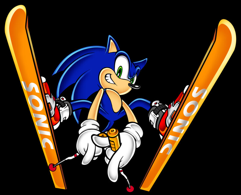 Sonic the Hedgehog skiing
