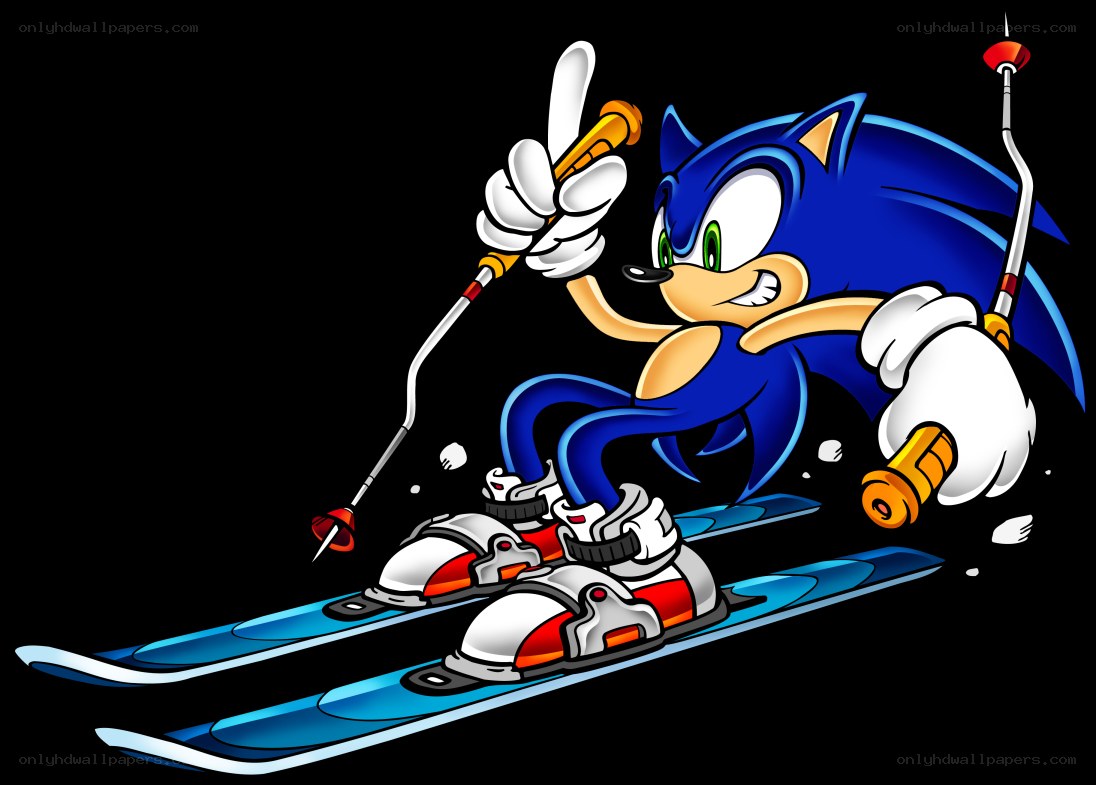 Sonic the Hedgehog skiing