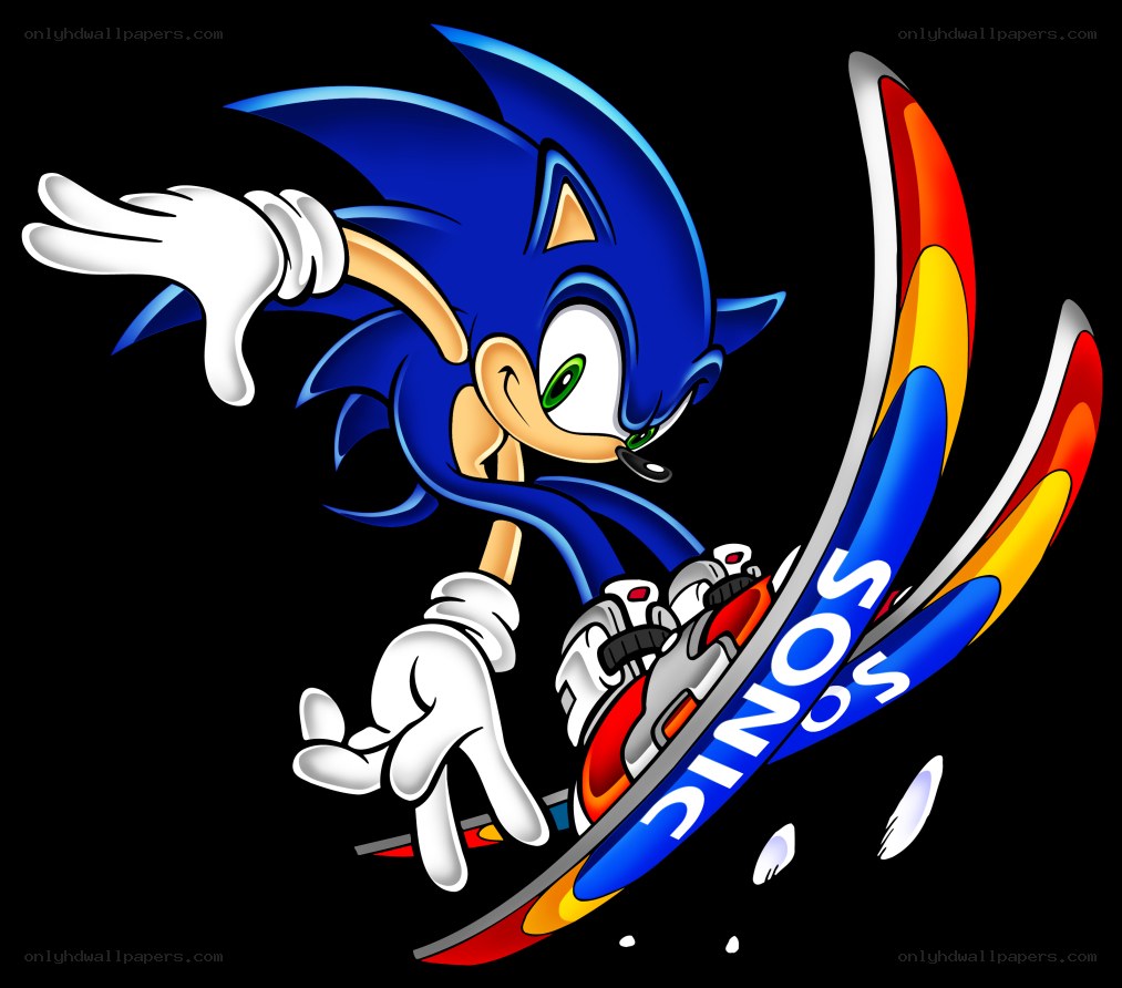 Sonic the Hedgehog skiing