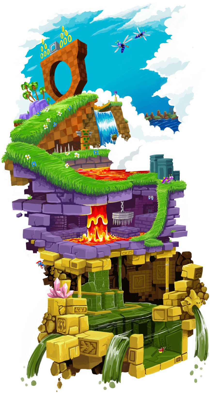 Sonic-themed fantasy landscape