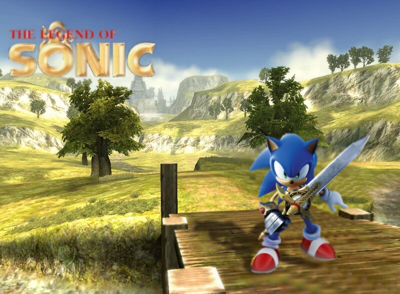 Sonic with a sword in a field
