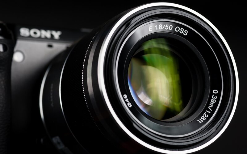 Sony camera lens close-up