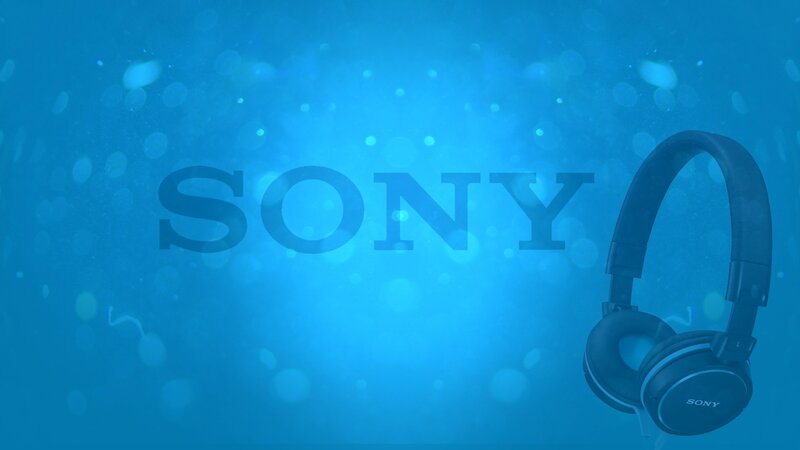 Sony headphones on blue background