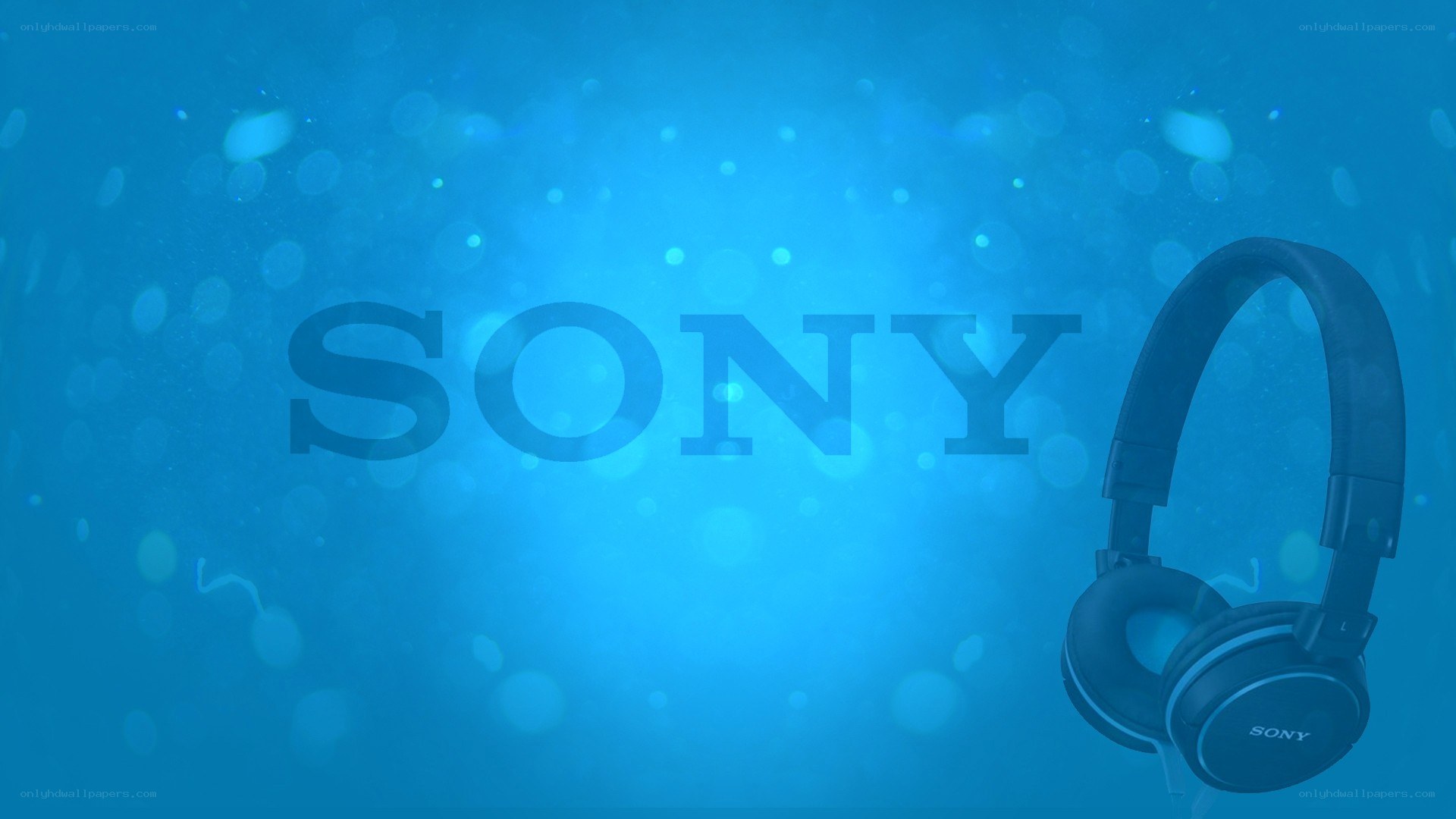Sony headphones on blue background