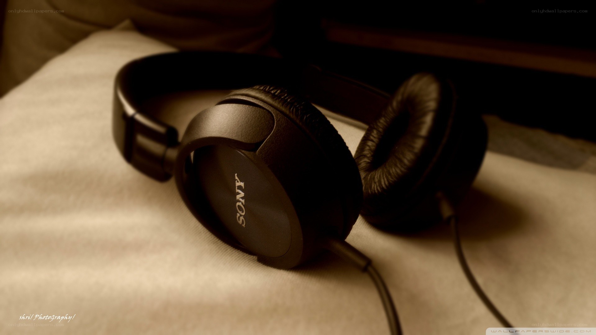 Sony headphones on fabric