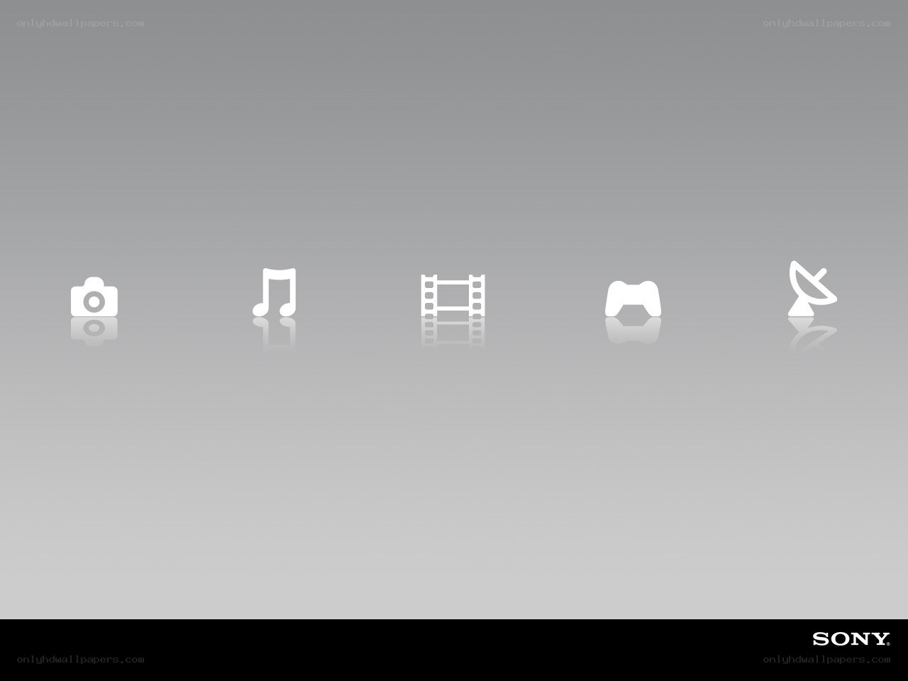 Sony media icons on gray