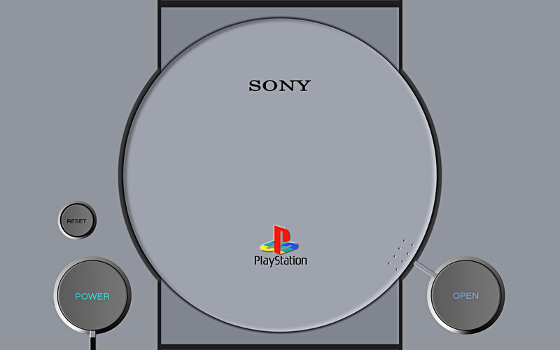 Sony PlayStation Console — Gray, Neutral, Digital Art
