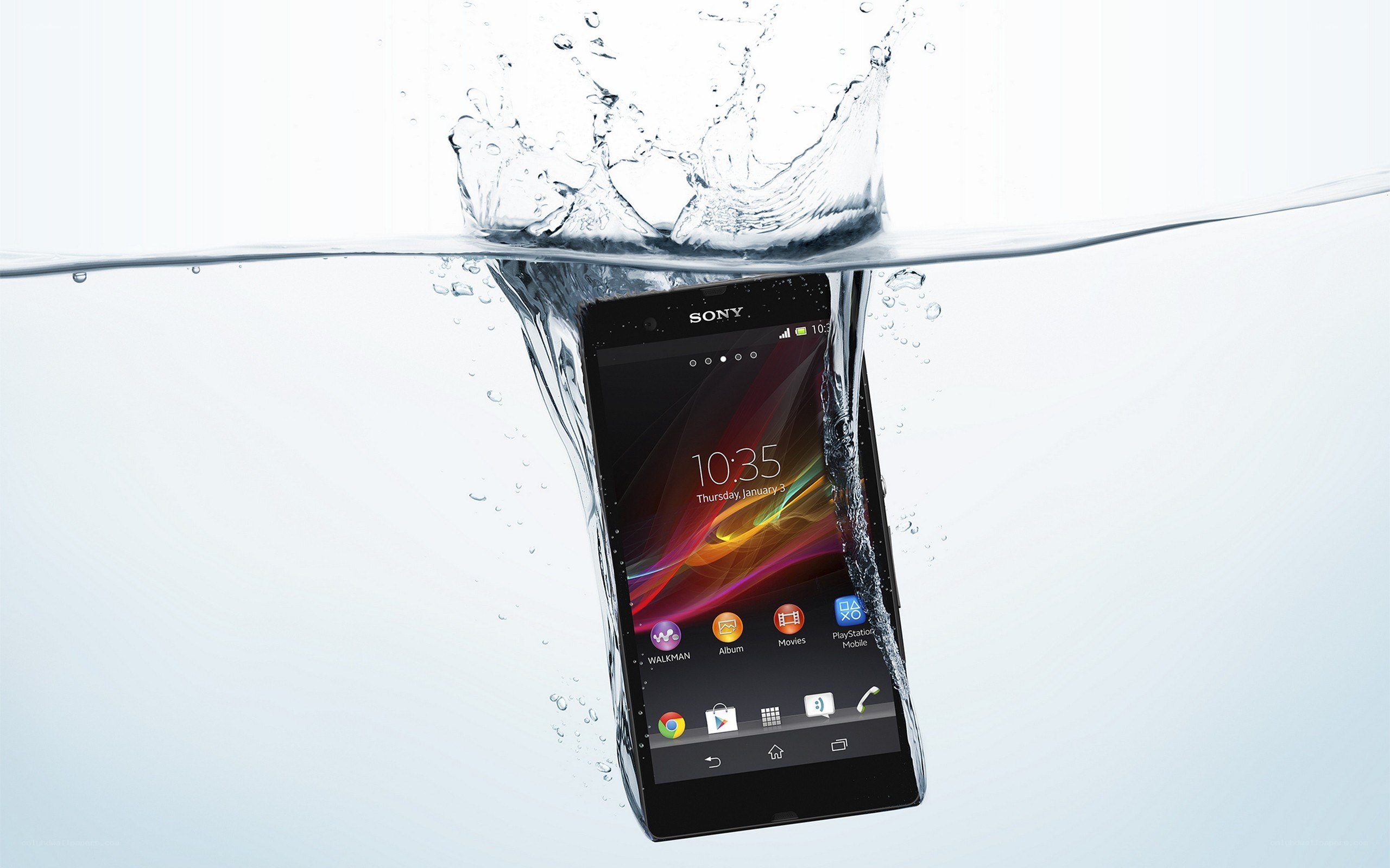 Sony smartphone in water