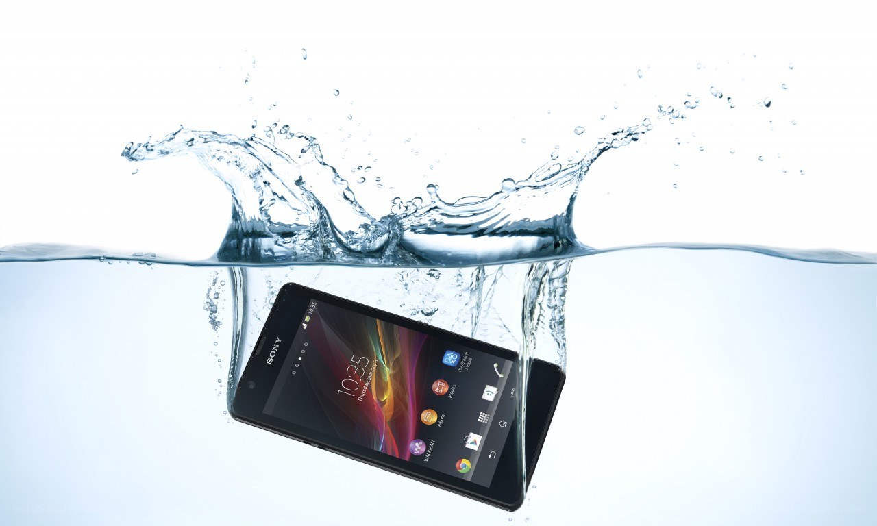 Sony smartphone in water