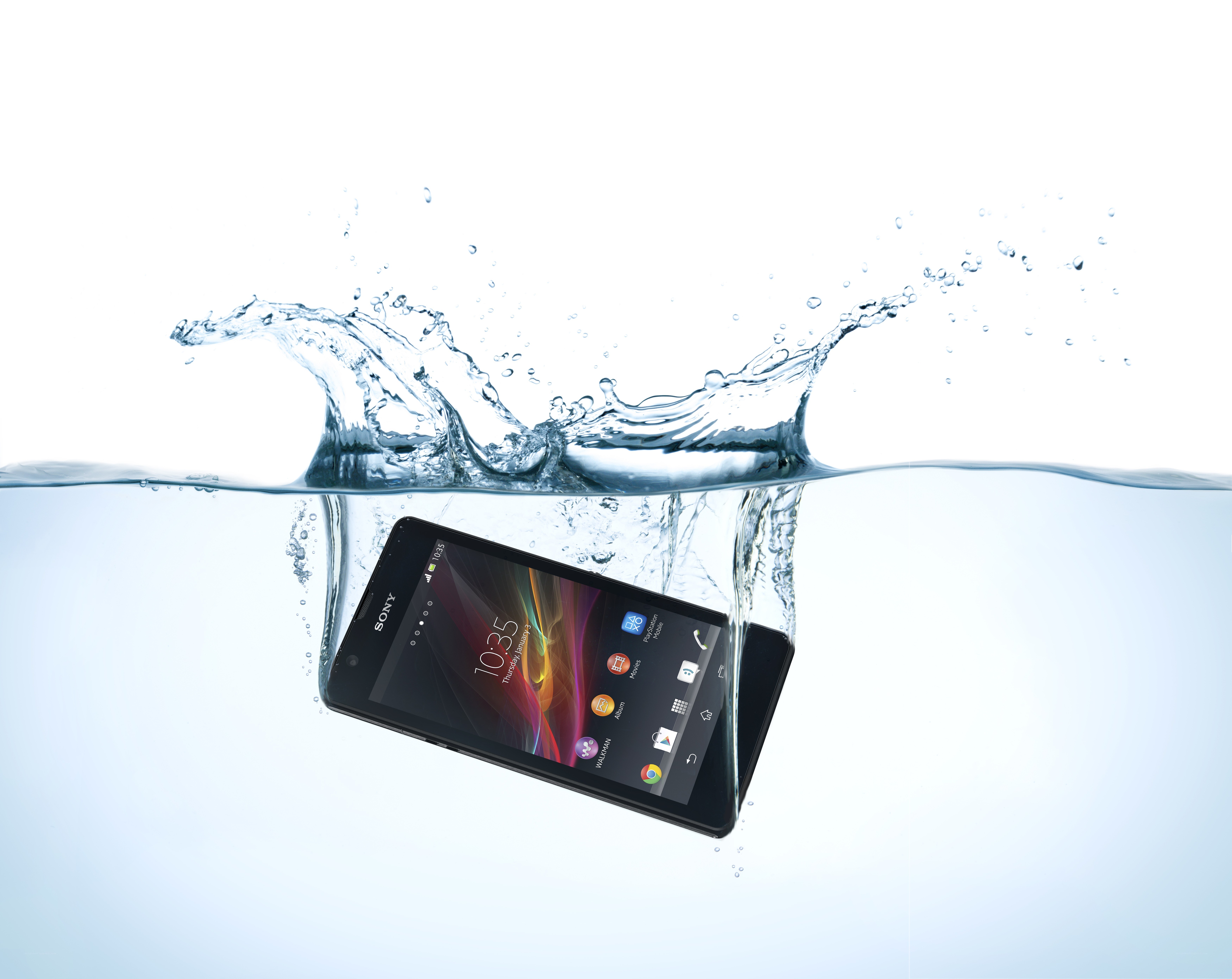 Sony smartphone in water
