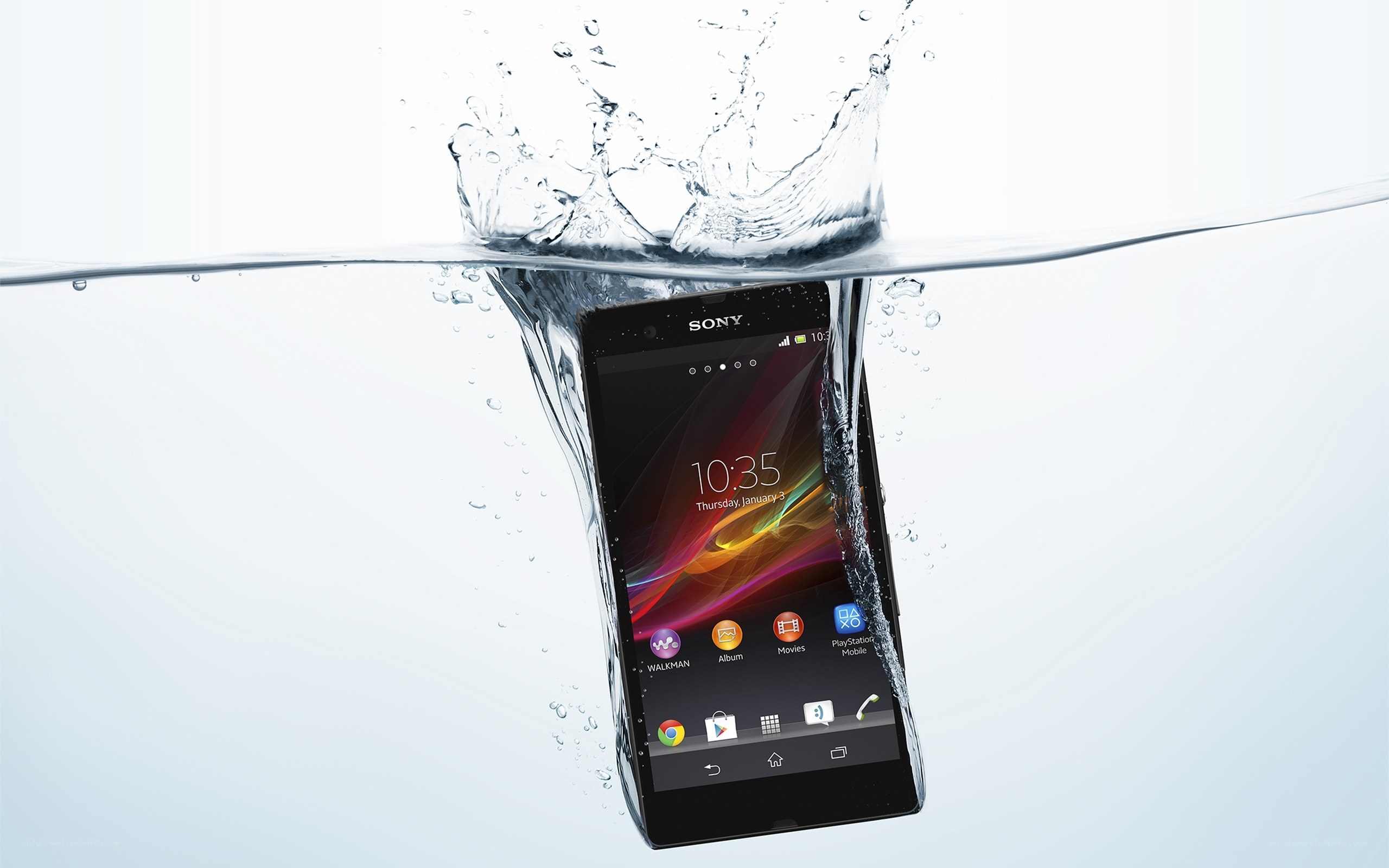 Sony smartphone in water