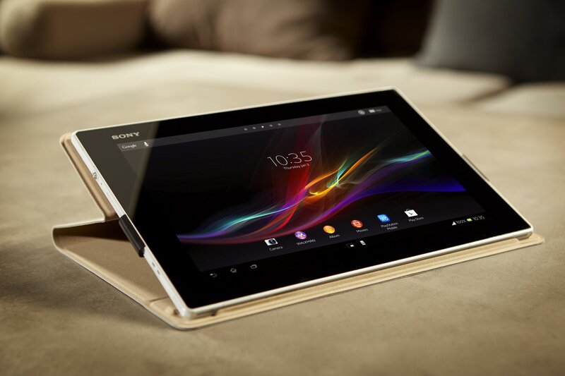 Sony tablet in a stand