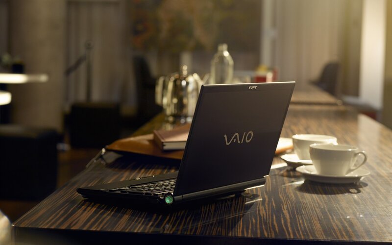 Sony Vaio laptop on a table