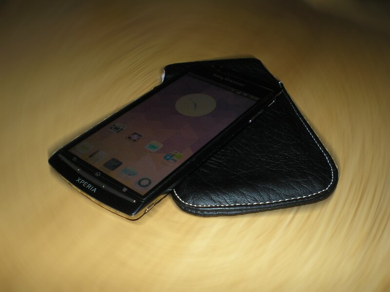 Sony Xperia phone in leather case
