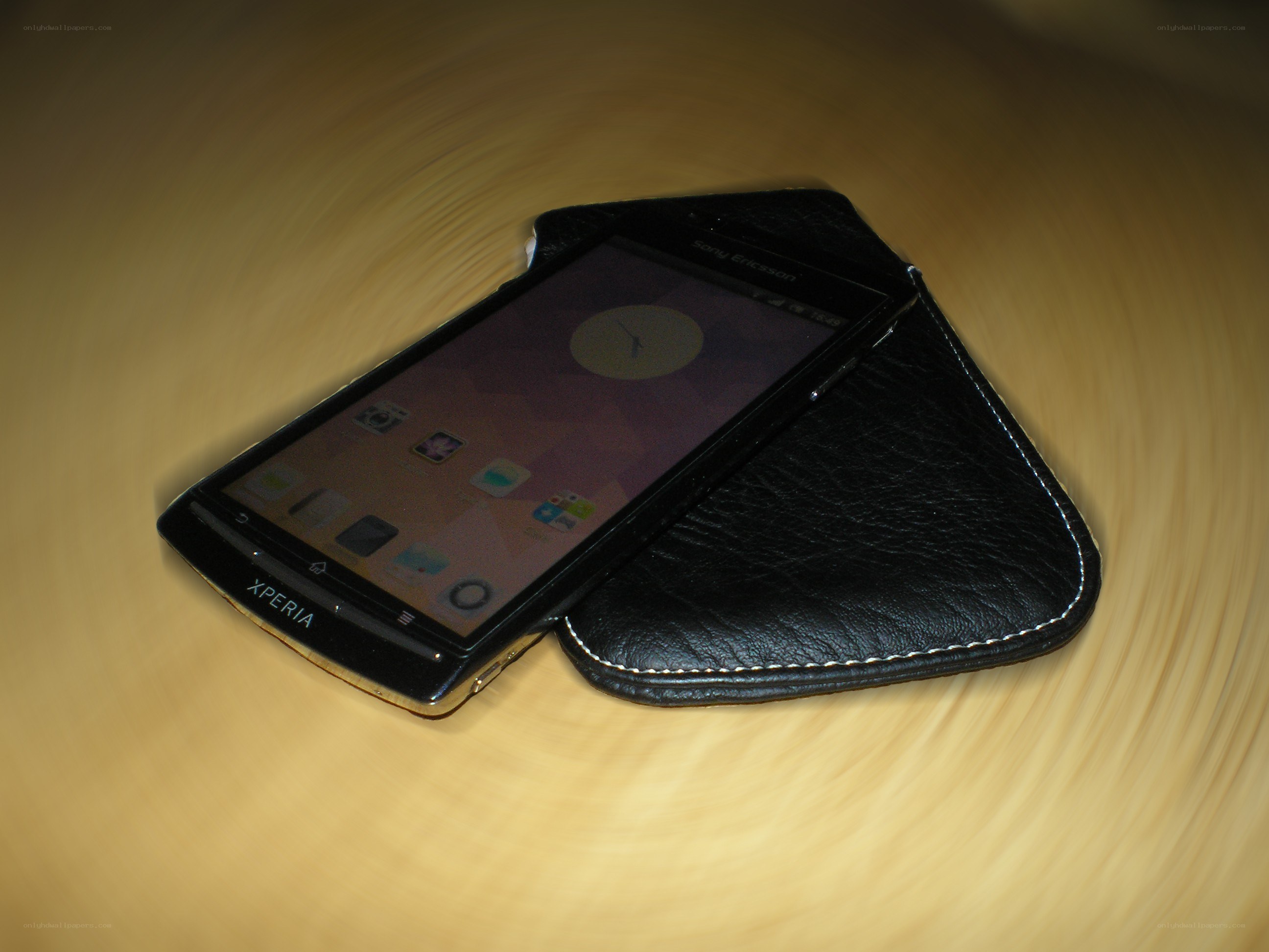 Sony Xperia phone in leather case