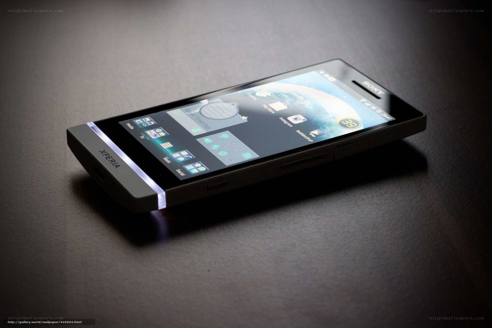 Sony Xperia smartphone on dark surface