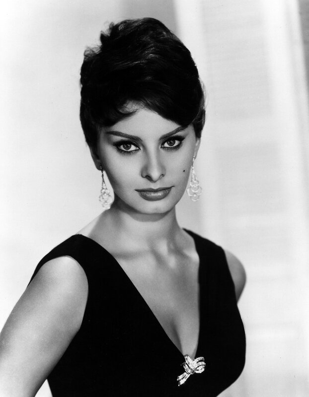 Sophia Loren in a black dress