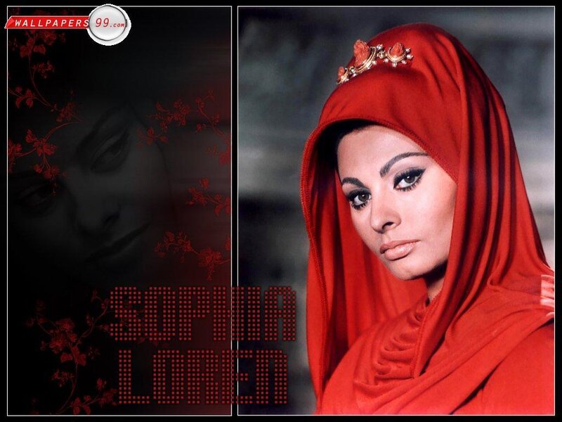 Sophia Loren in red hijab