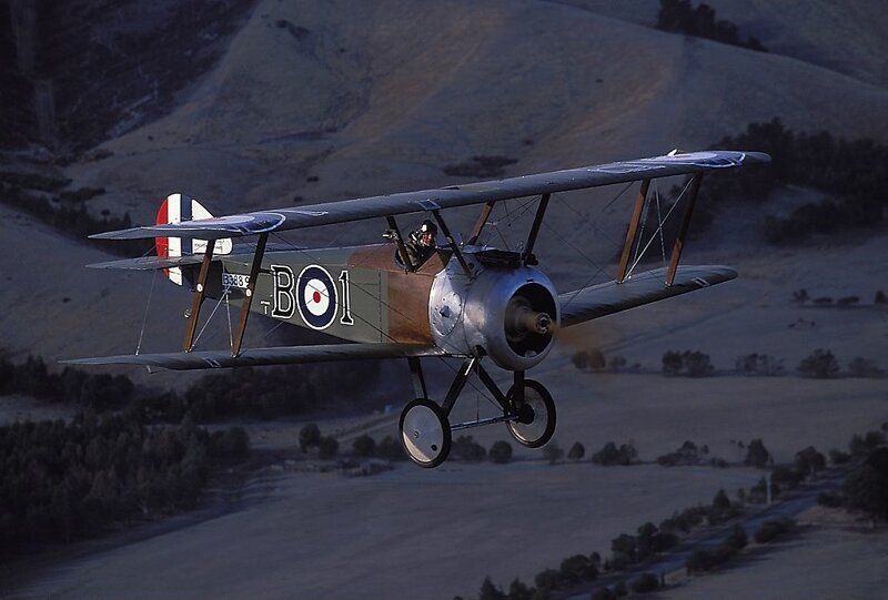 Sopwith Camel biplane in flight