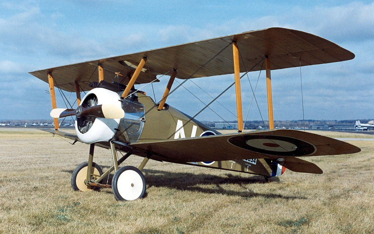 Sopwith Camel biplane on airfield