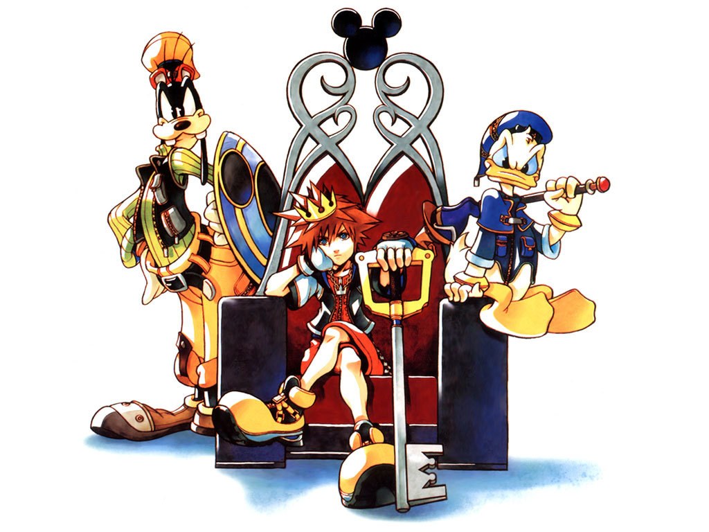 Sora and friends on a throne