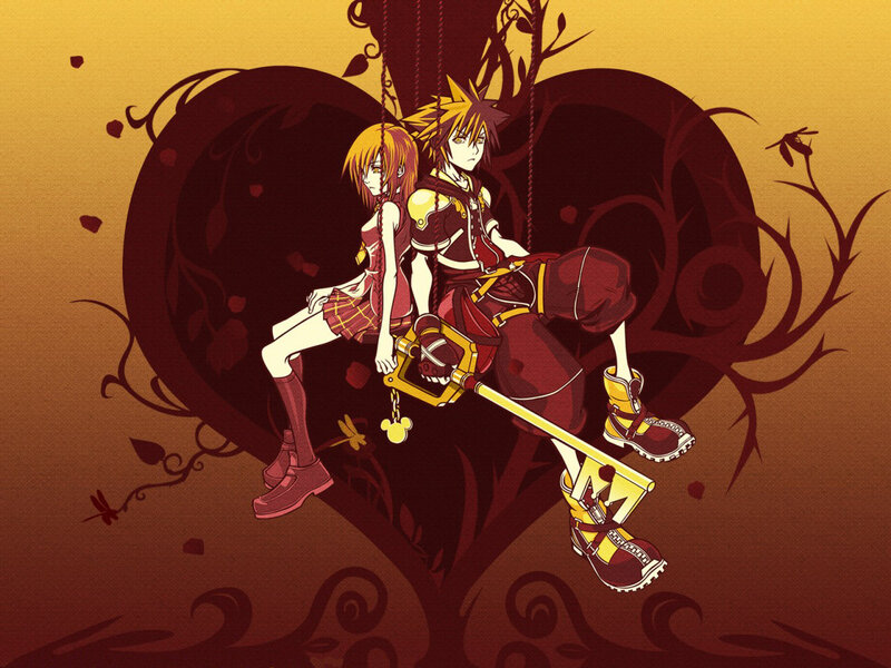 Sora and Kairi on a swing