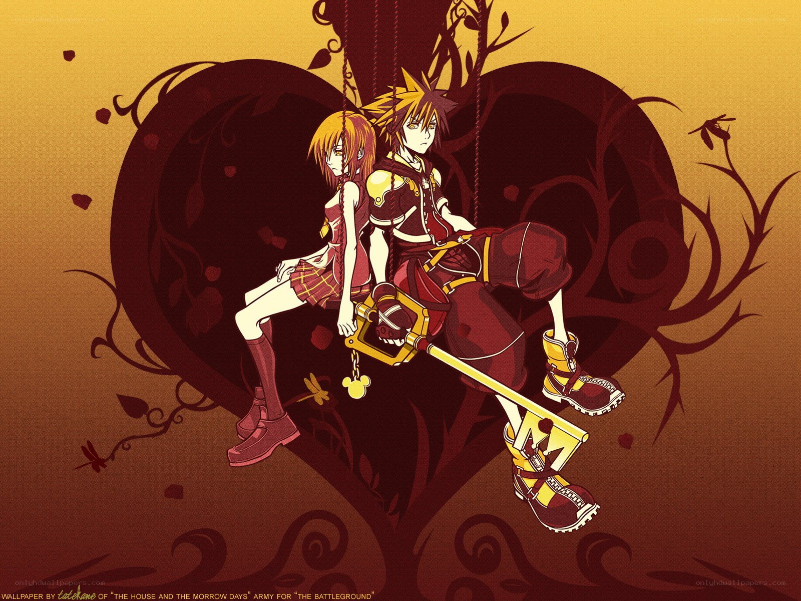 Sora and Kairi on a swing
